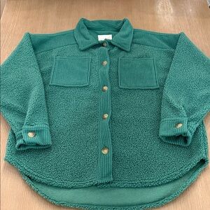 American Eagle Green Button-Up Fleece Jacket Size Small